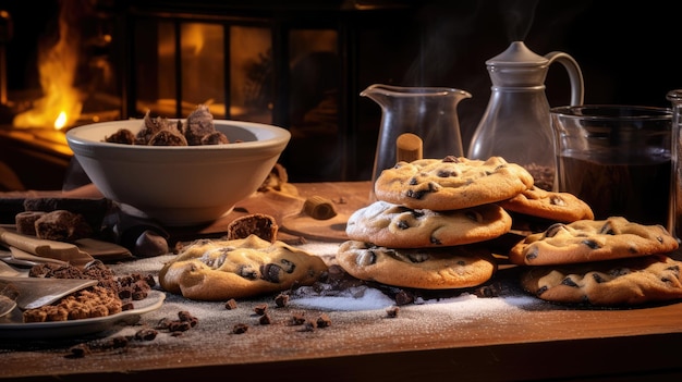 A chocolate chip cookie is a drop cookie that features chocolate chips