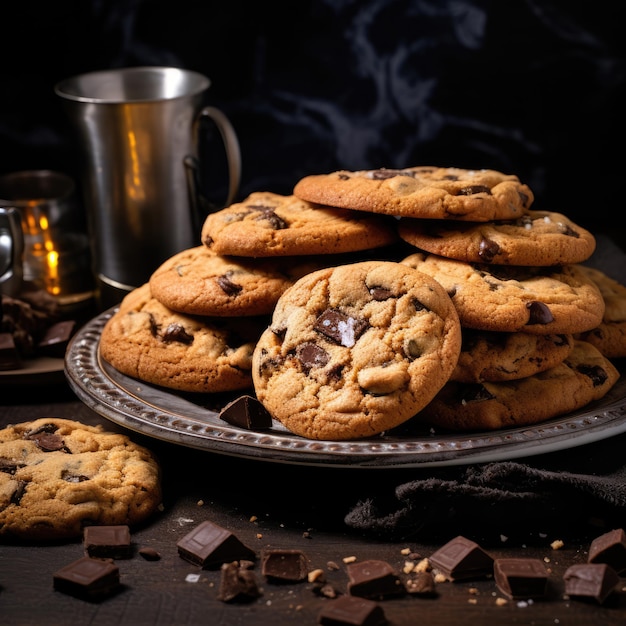 A chocolate chip cookie is a drop cookie that features chocolate chips