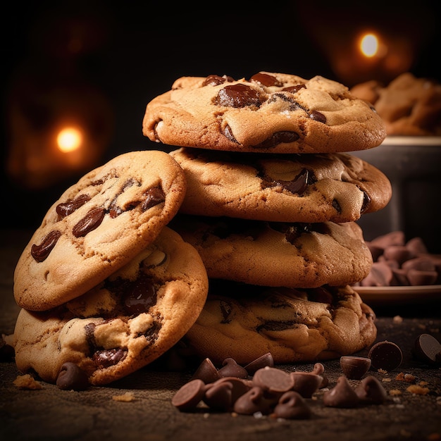 A chocolate chip cookie is a drop cookie that features chocolate chips