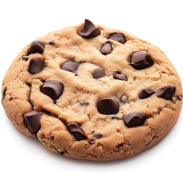 Chocolate chip cookie isolated on white background