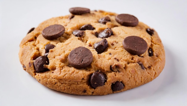 Chocolate chip cookie sweet and tasty food isolated on white