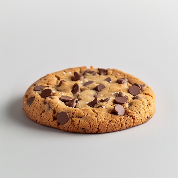 Chocolate chip cookie on white background