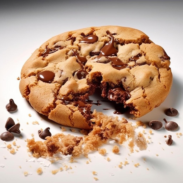 a chocolate chip cookie with chocolate chips and a chocolate chip cookie.