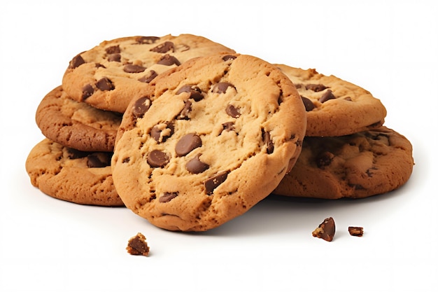 Photo chocolate chip cookies close up on transparent background