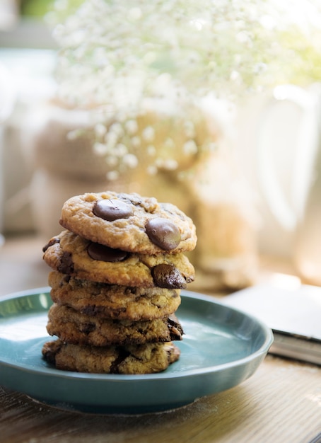 Chocolate chip cookies food photography recipe idea