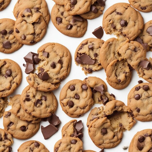Chocolate Chip Cookies geïsoleerd op transparante achtergrond