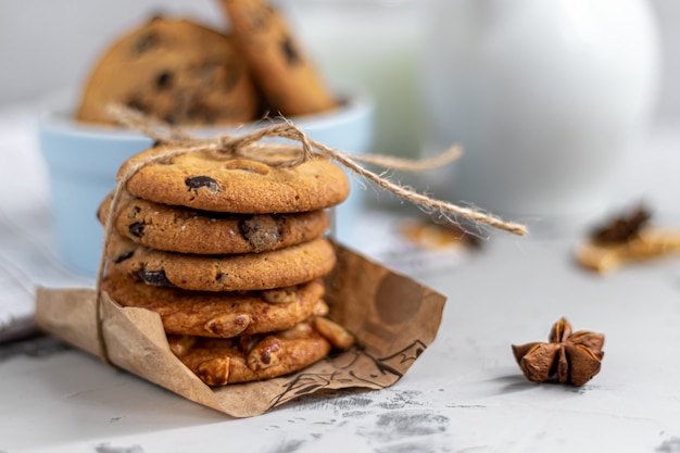 Chocolate Chip Cookies. Homemade baking. Round shape