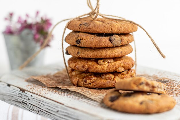 Chocolate Chip Cookies. Homemade baking. Round shape