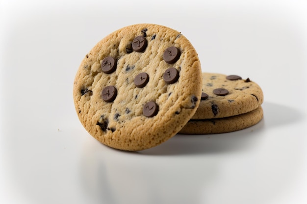 Chocolate chip cookies isolated on white background