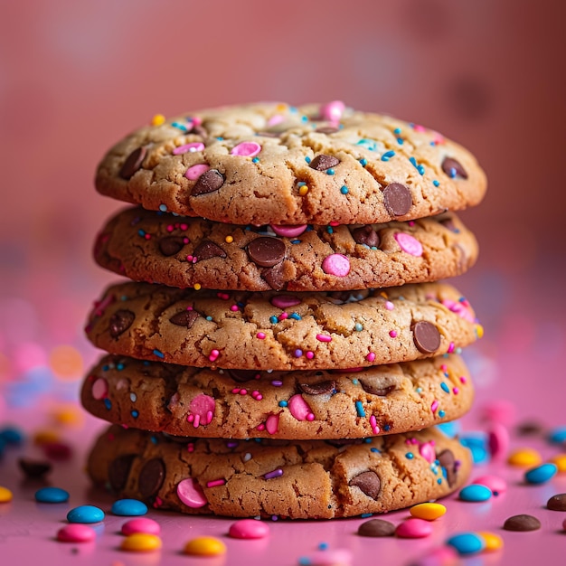 Photo chocolate chip cookies on plate on grey wooden background