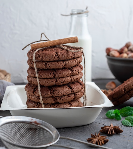  chocolate chip cookies in a round white bowl