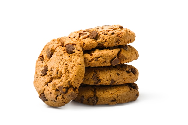 Photo chocolate chip cookies on white background