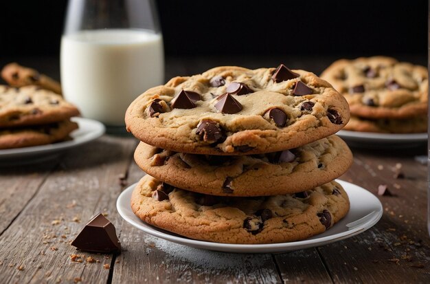 Chocolate Chip Cookies with a Glass o