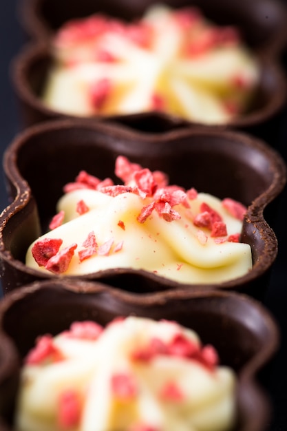 Chocolate close-up. various chocolate pralines