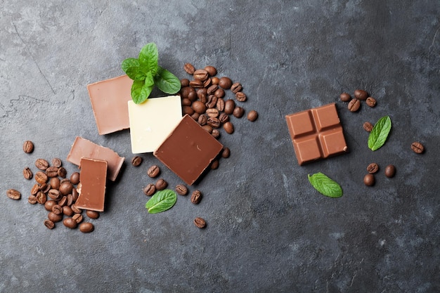 Chocolate and coffee beans