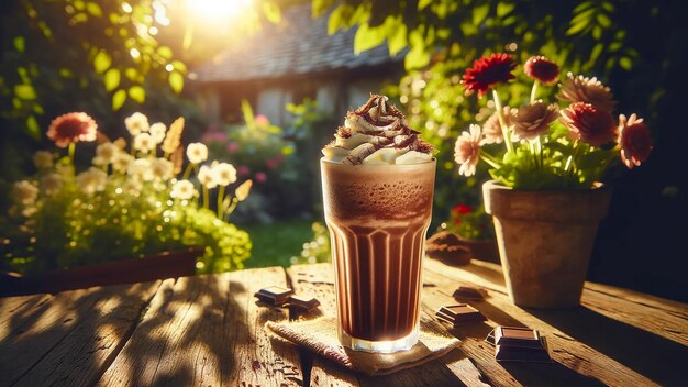 チョコレート・シェイク・トップホイップクリームとショコラチップス