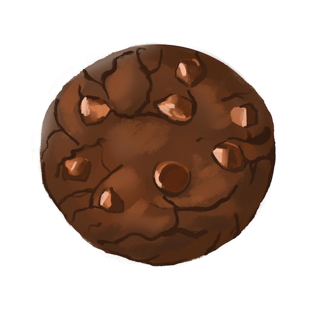 Photo chocolate cookie water colour hand drawn illustration isolate on white background