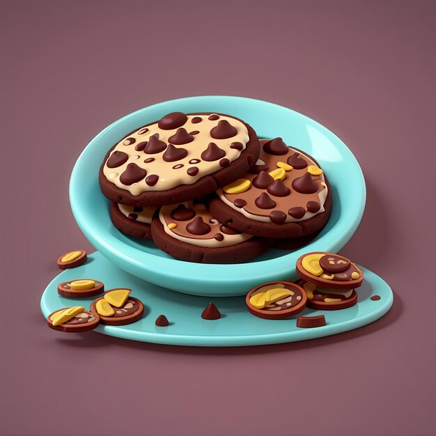 Chocolate cookies cartoon icon illustration food snack icon concept isolated flat cartoon style