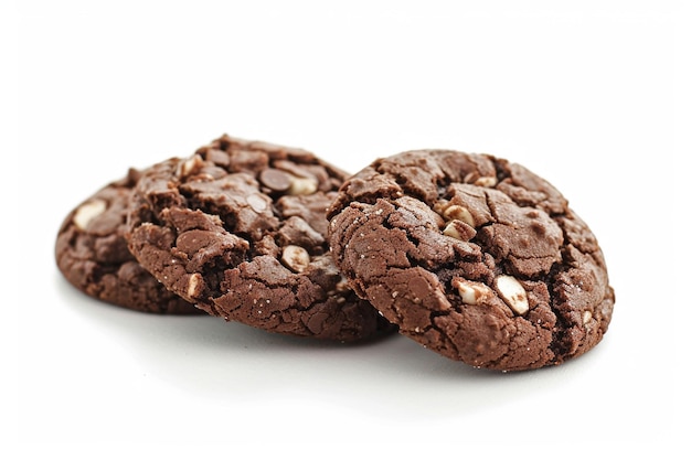 Chocolate cookies isolated on white background full depth of field