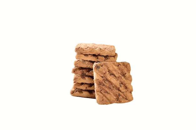 Chocolate Cookies Isolated on White Background with Clipping Path