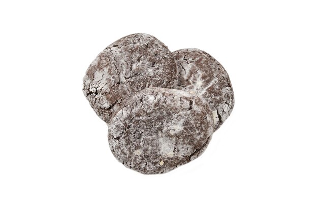 Chocolate cookies isolated on white background.