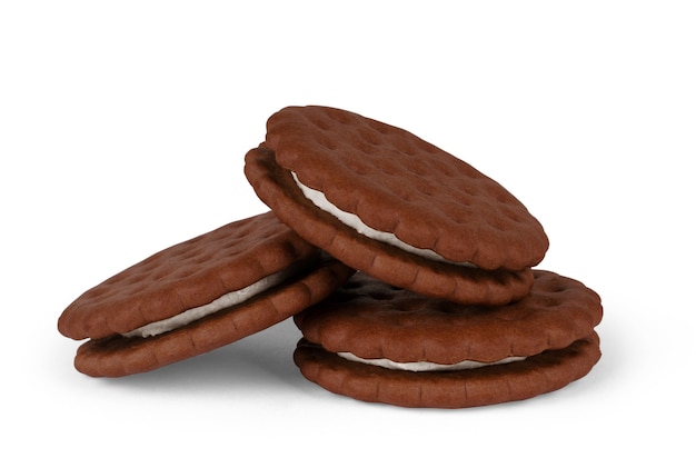 Chocolate cookies isolated on white background