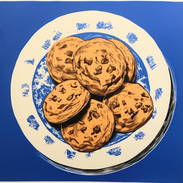 Photo chocolate cookies in retro style generative ai