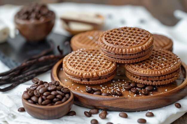 Foto i biscotti al cioccolato sul tavolo.