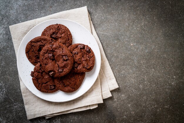 Chocolate cookies with chocolate chips