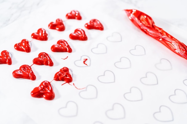 Chocolate cookies with chocolate hearts