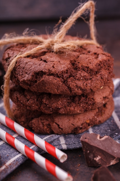 Chocolate cookies with chocolate 