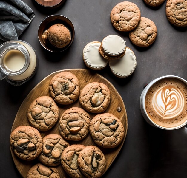 chocolate cookies with coffee