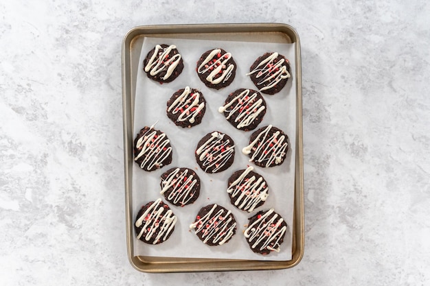 Chocolate cookies with peppermint chips