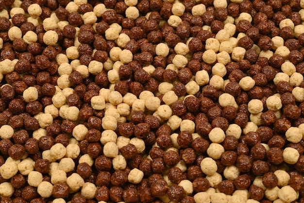 Chocolate corn flakes  as a background.