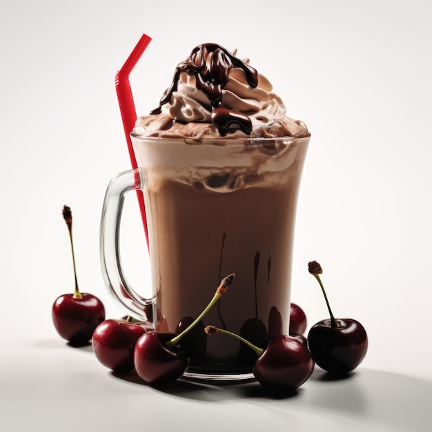 Chocolate Covered Cherry Mocha isolated on white background Generative AI