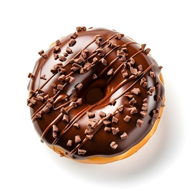 Chocolate covered donut top view