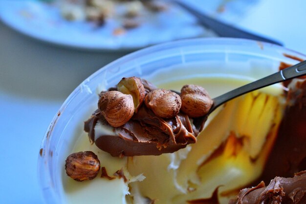 chocolate cream and hazelnuts
