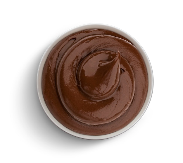 Chocolate cream isolated on white , top view