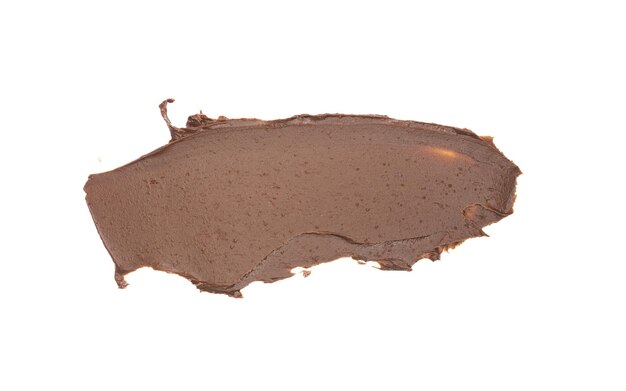 Chocolate cream spread isolated on a white background. top view, flat lay