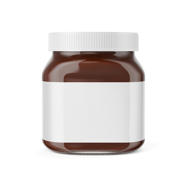 Chocolate Cream Spread Jar 3D-illustratie geïsoleerd op witte achtergrond