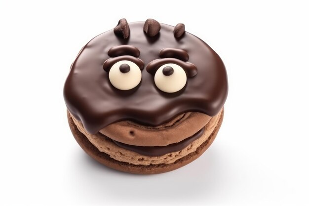 Chocolate Creamfilled Cookie in cartoon style on white AI generated