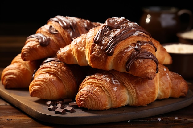 Chocolate Croissants with Almond Flakes French Bakery Favorites