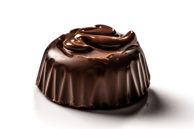 A chocolate cup with a swirl on the top.