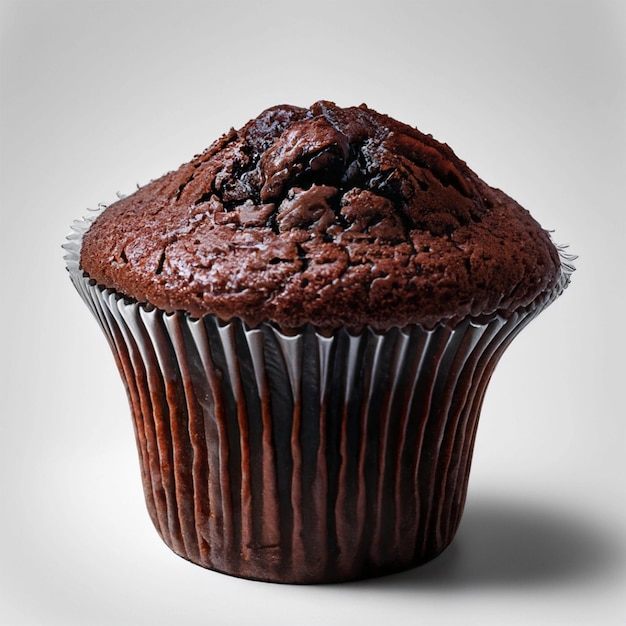 Foto cupcake al cioccolato isolato su sfondo bianco