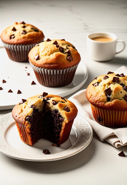 Chocolate cupcake on white dish