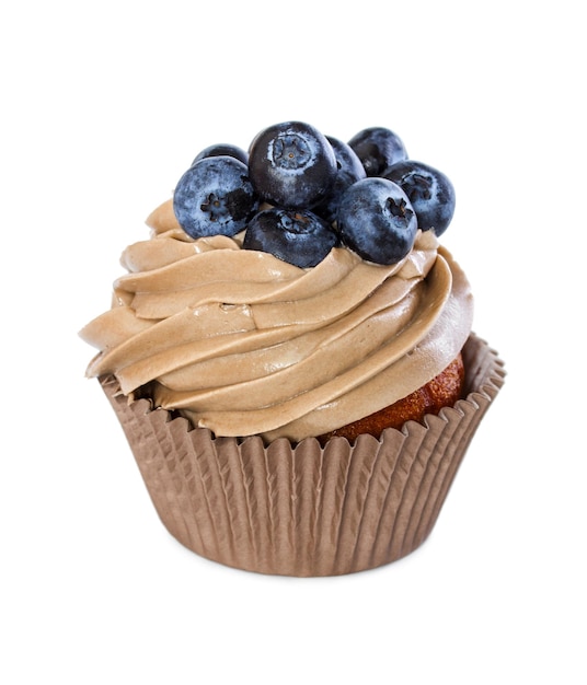 Chocolate cupcake with blueberries