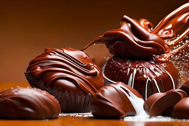 A chocolate cupcake with a chocolate swirl on the top.