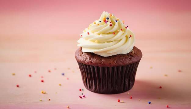 Foto cupcake al cioccolato con glassa alla vaniglia