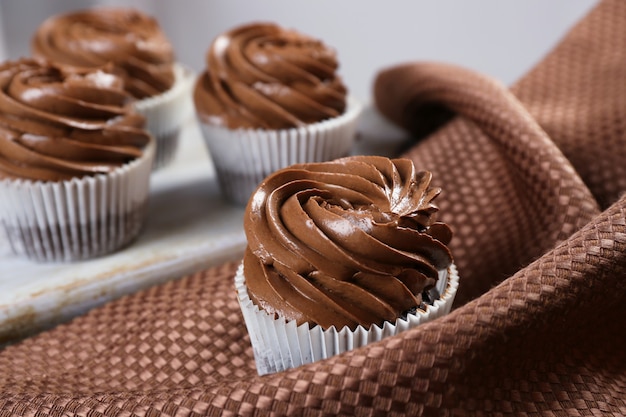 Chocolate cupcakes, close up