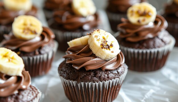 Chocolate cupcakes with banana